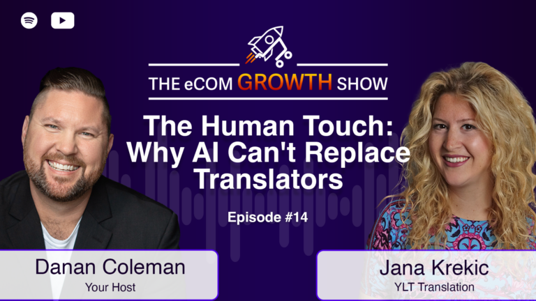 The eCom Growth Show Episode 14 graphic with host Danan Coleman and guest Jana Krekic.