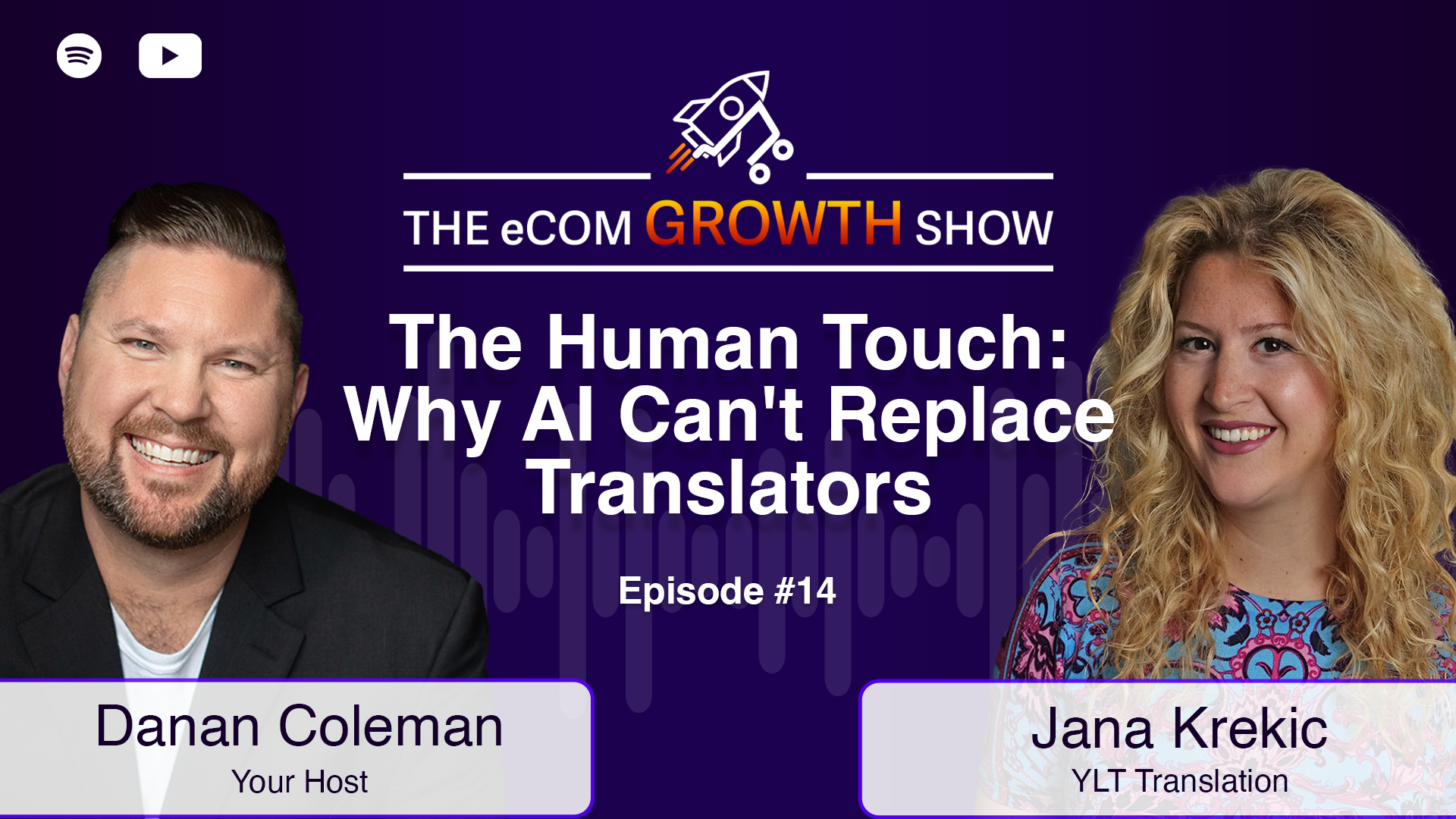 The eCom Growth Show Episode 14 graphic with host Danan Coleman and guest Jana Krekic.