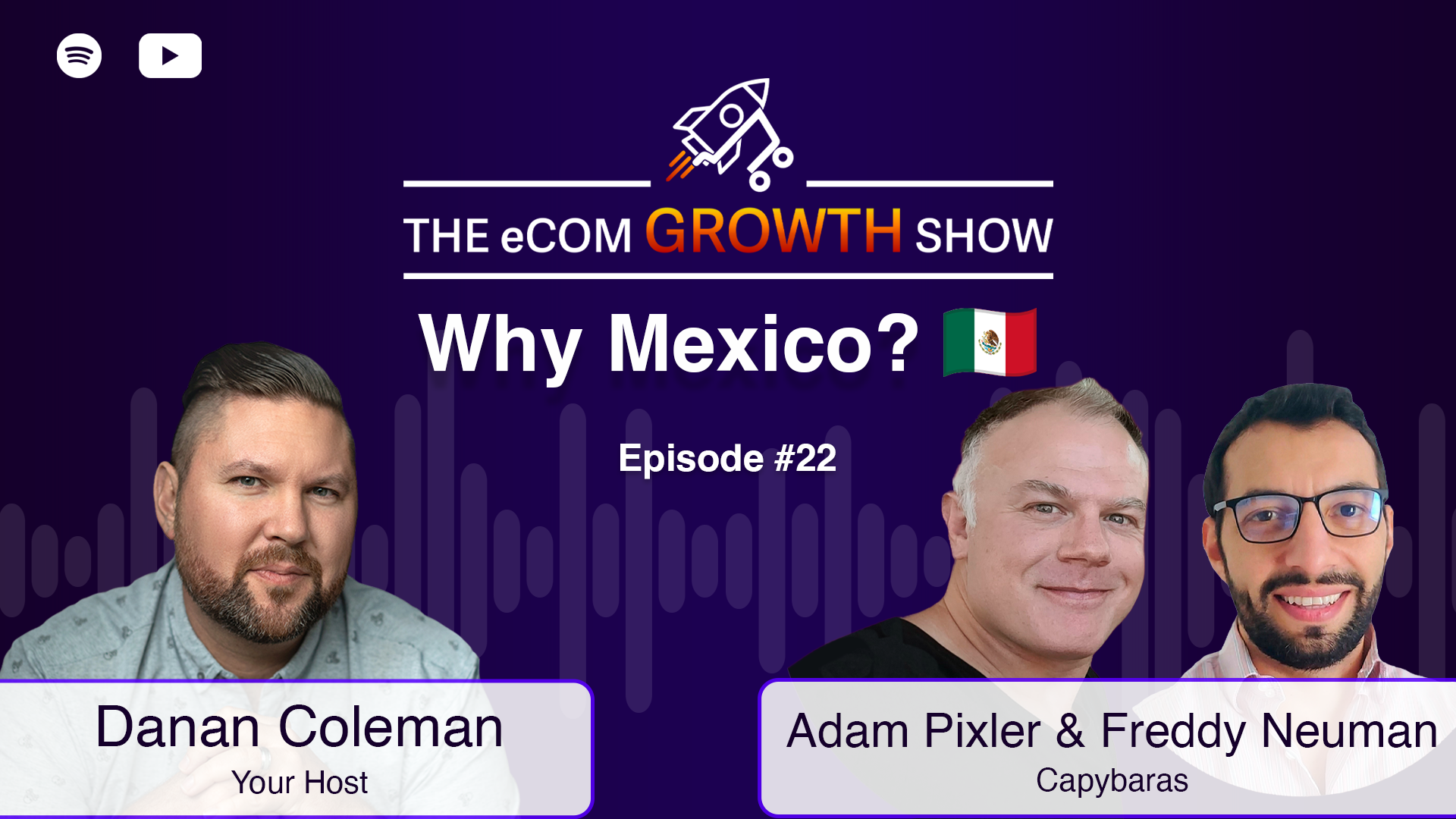 Podcast graphic for "Why Mexico?" e-commerce episode.